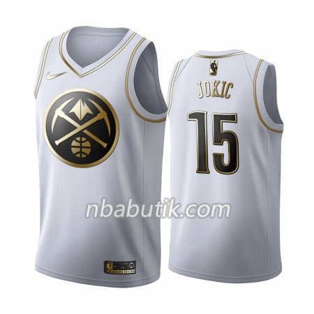 NBA Mænd Trøje Denver Nuggets Nikola Jokic 15 Nike 2019-20 Hvid Golden Edition Swingman